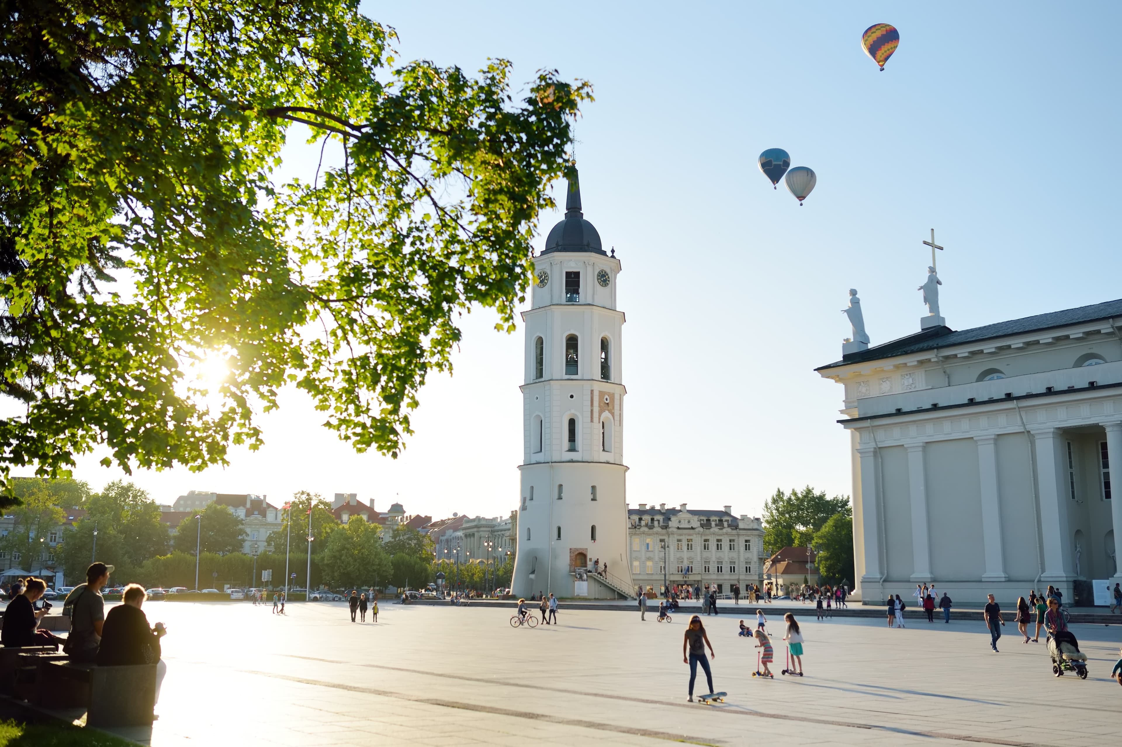 The Cathedral Square, main square of the Vilnius Old Town, a key location in city's public life, situated as it is at the crossing of the city's main streets, Vilnius, Lithuania The Cathedral Square, main square of the Vilnius Old Town, Vilnius, Lithuania