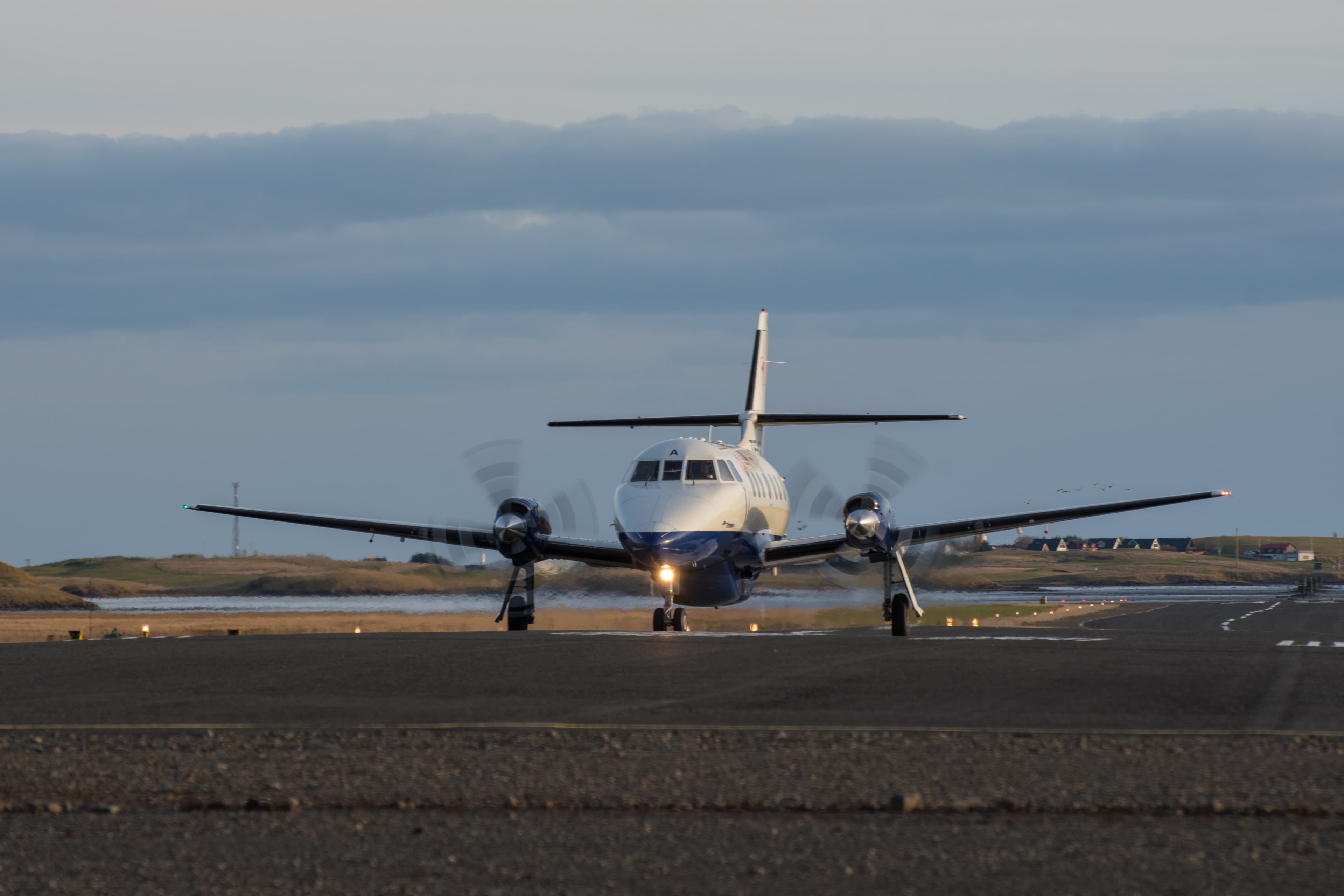 Unidentified airplane landing at Hornafjordur airport in Iceland Unidentified airplane landing at Hornafjordur airport