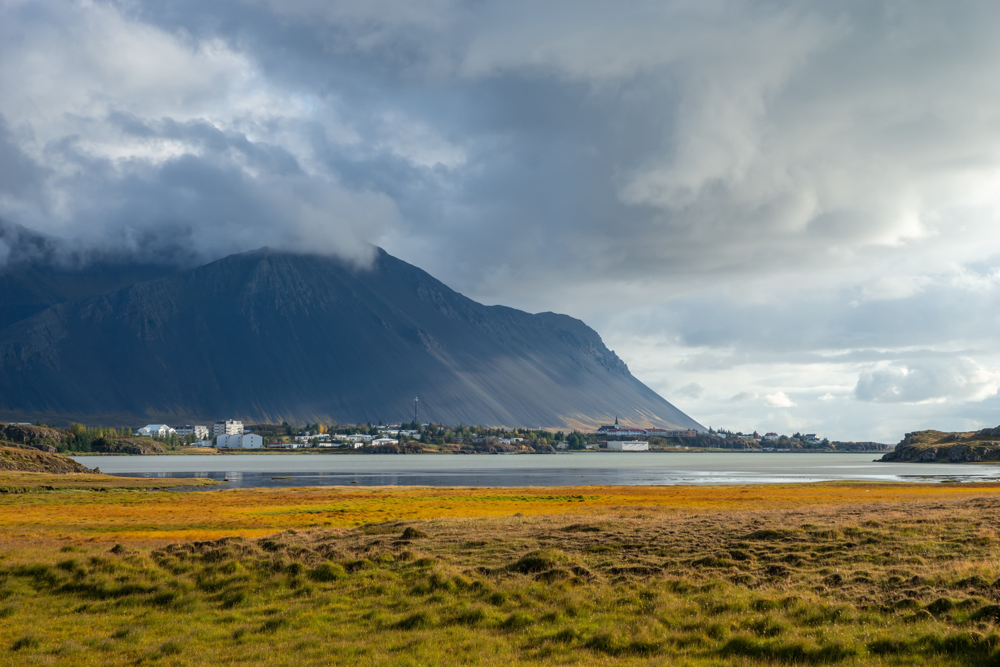 Borgarnes with Hafnarfjall Mountain in Background