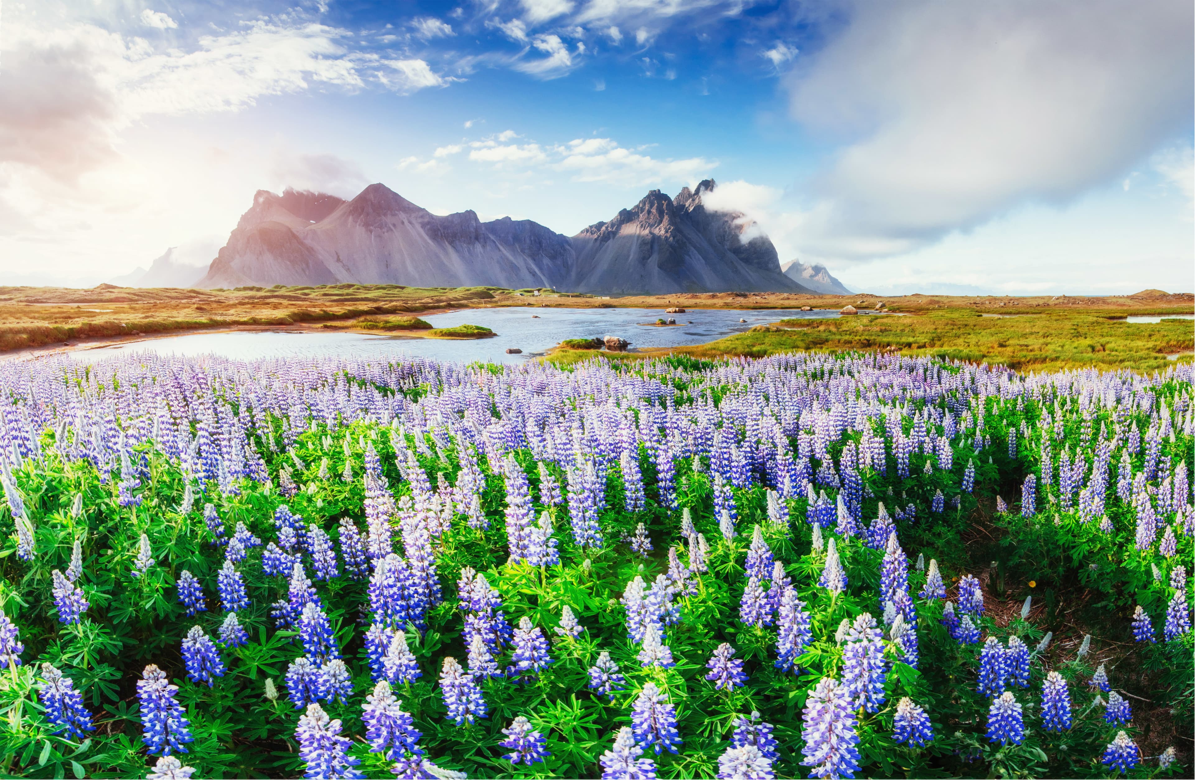 Picturesque views of the river and mountains in Iceland. Picturesque views of the river and mountains in Iceland