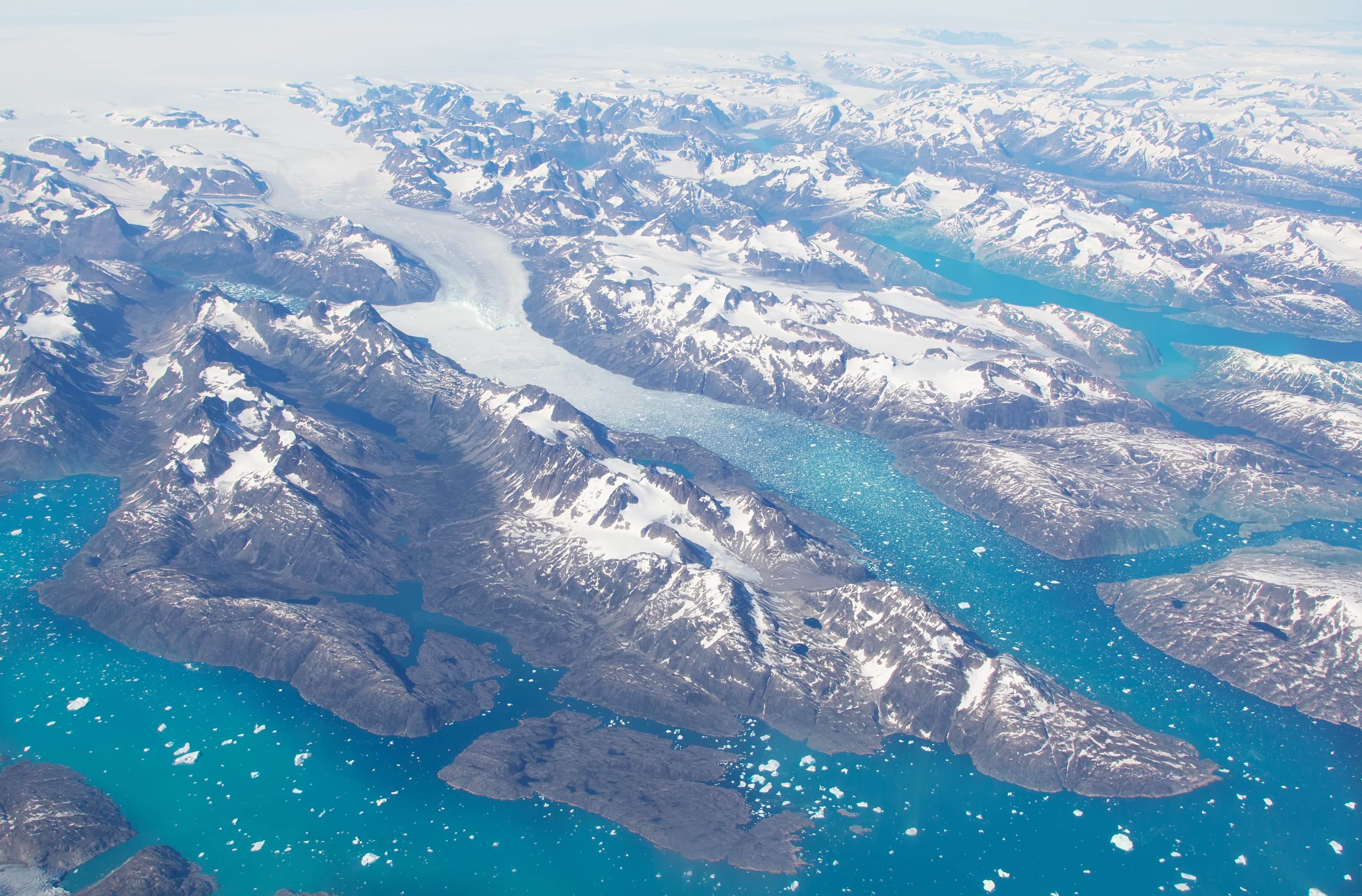Aerial view of scenic Greenland Glaciers and icebergs Aerial view of scenic Greenland Glaciers and icebergs