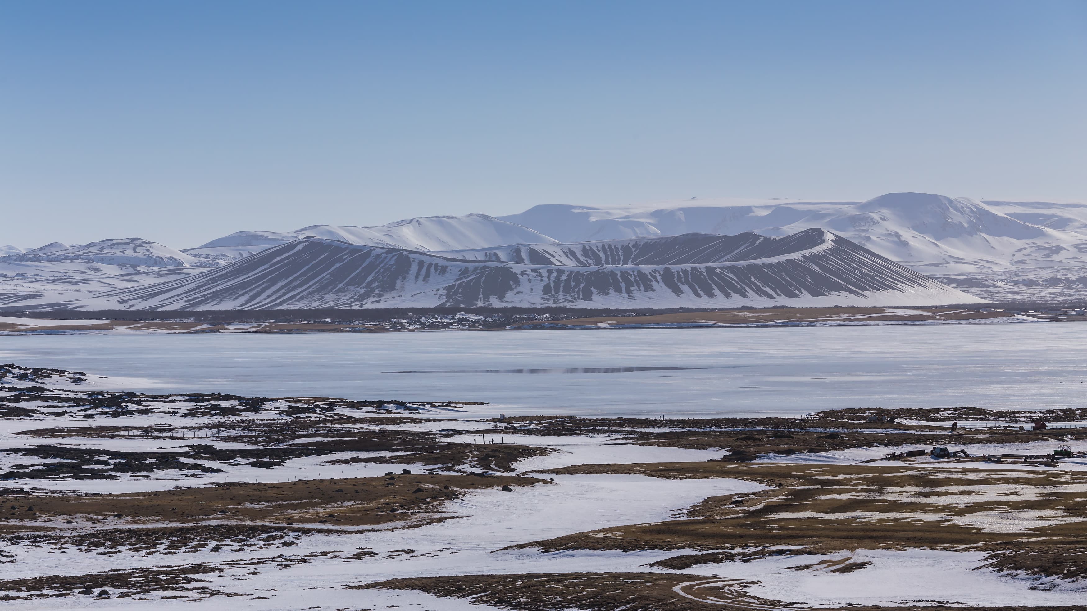 Myvatn natural Winter landscape volcano, Iceland