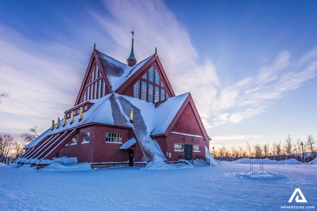 Lapland, Sweden - January 29, 2014: The Church of Kiruna, Sweden Lapland, Sweden - January 29, 2014: The Church of Kiruna, Sweden