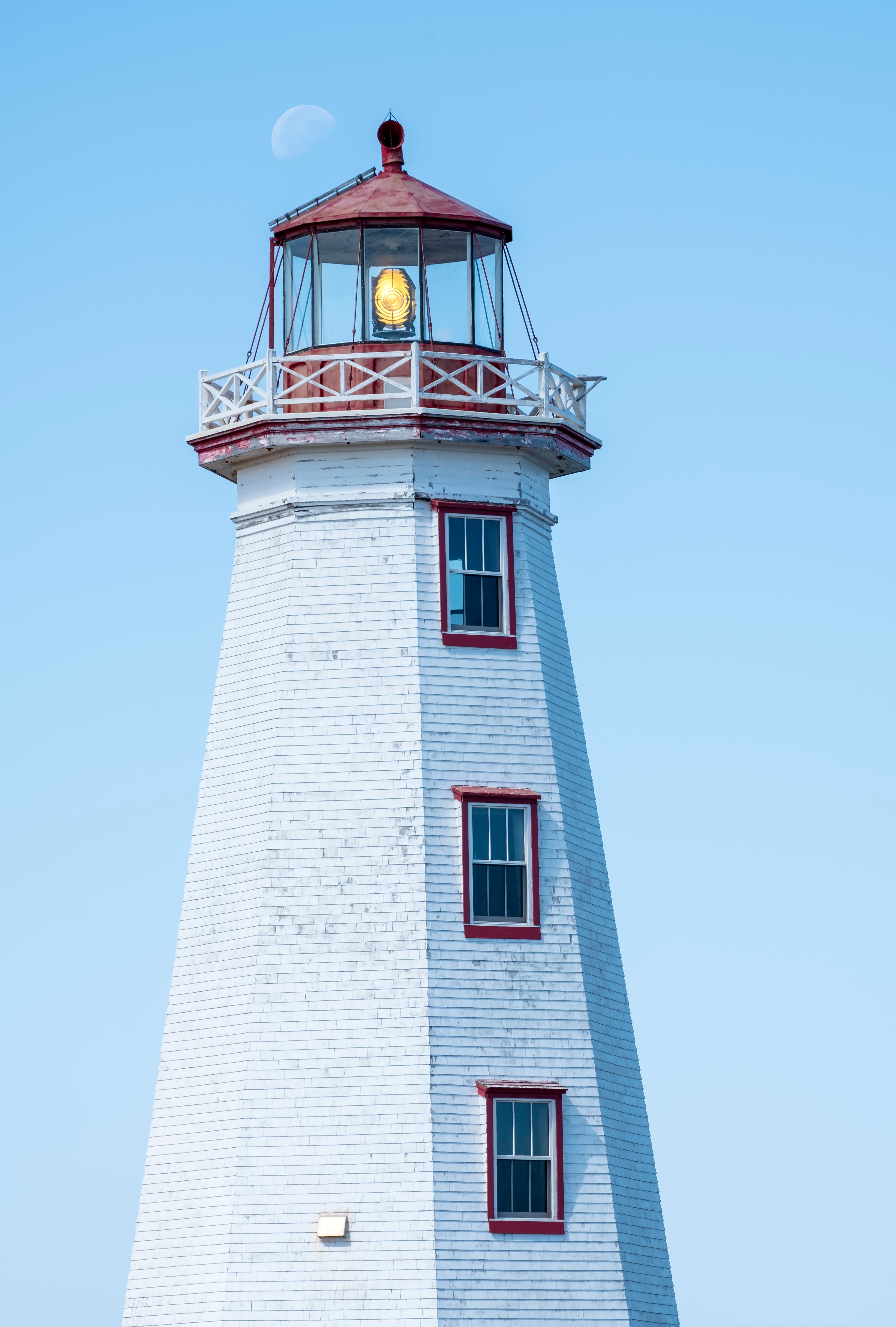 North Cape Lighthouse and the Moon in PEI Canada