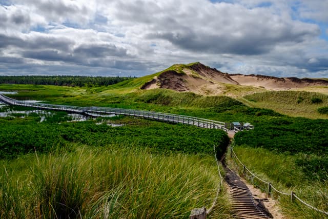 view of the Greenwich Dunes in Canada Greenwich Dunes with Angry Sky