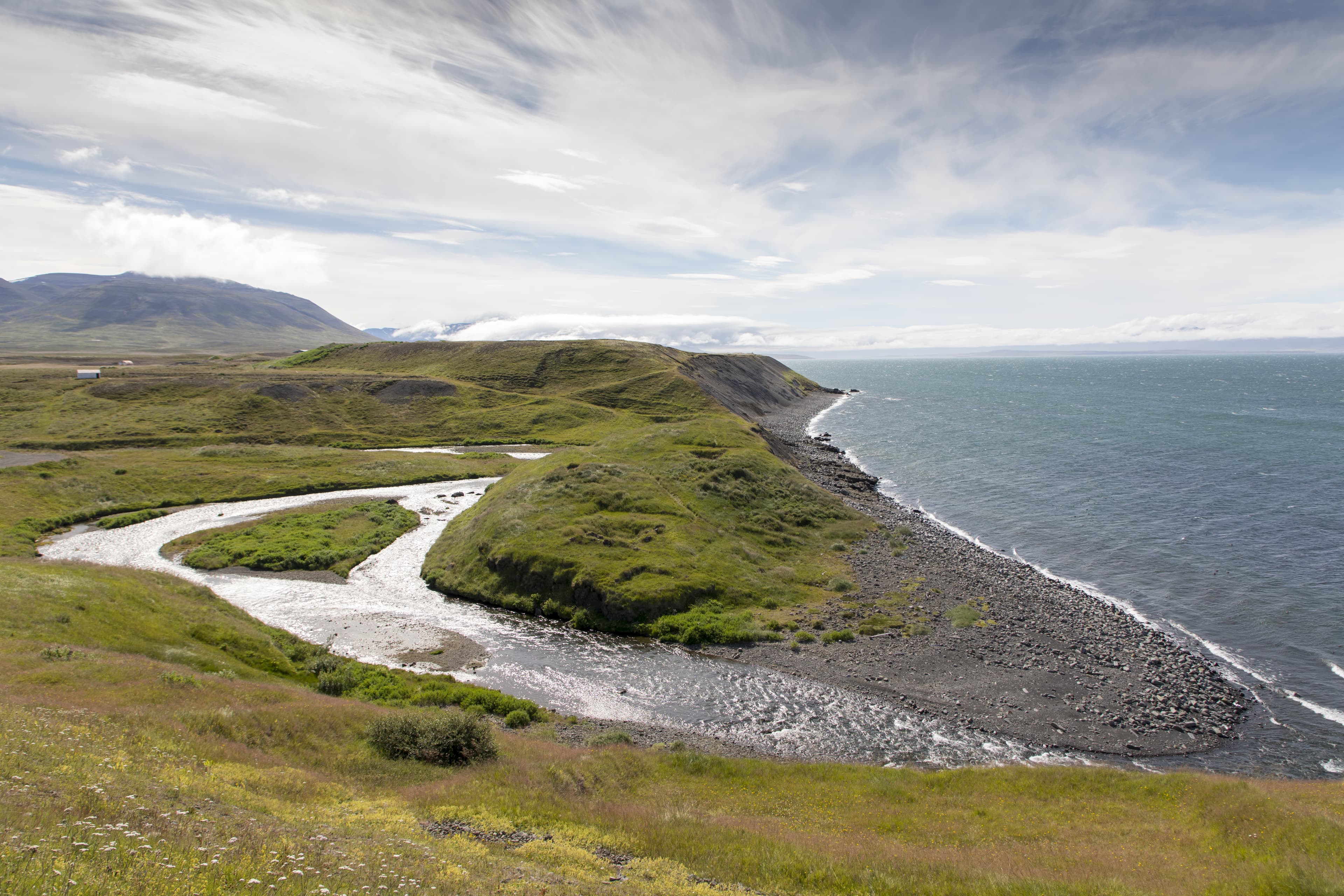 Icelandic scenery in skagafjordur, near the village hofsos, north of iceland